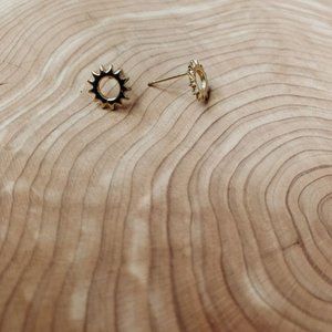 Brass Circle Sunshine Boho Stud Earrings